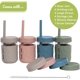 thumbnail image 3 of Vasos de vidrio con tapas y pajitas, vasos resistentes a derrames para niños pequeños y niños, vasos triples como para niños pequeños, almacenamiento de alimentos para bebés y tarros de aperitivos, pajitas de silicona XL, fundas de fácil agarre, juego de cuatro tarros de 8 oz verde mate, rosa, azul y claro Gris8 Oz, 3 of 5