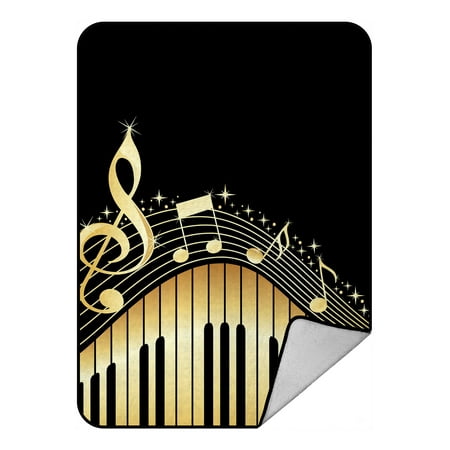 - GCKG Musical Notes With Piano Fleece Blanket Crystal Velvet Front and Lambswool Sherpa Fleece Back Throw Blanket 58x80inches