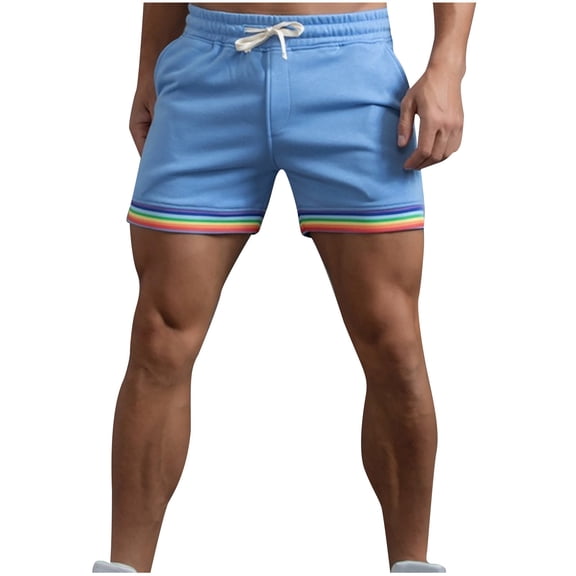IYTR Men's Athletic Shorts Casual Solid Color Elastic Waist Drawstring Shorts Summer Breathable Workout Gym Shorts Blue M