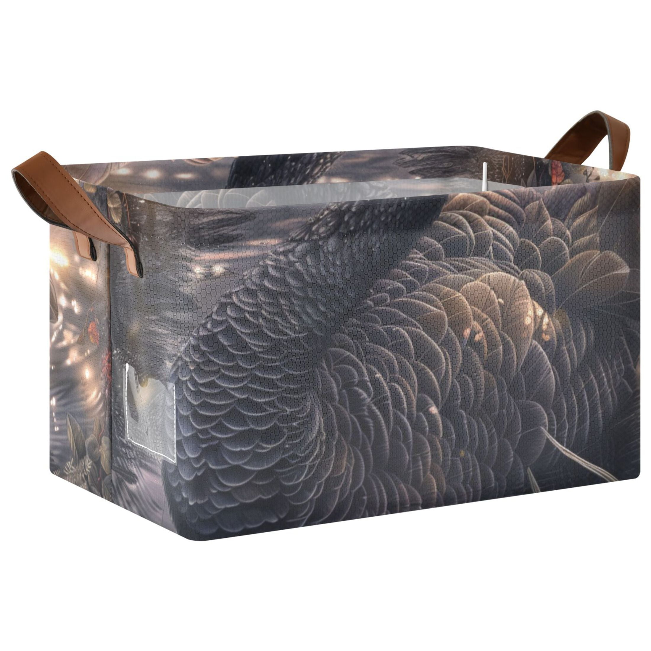 Black Swan Foldable Storage Large Fabric Storage Baskets Organizer Storage Bins with Handles for Shelves