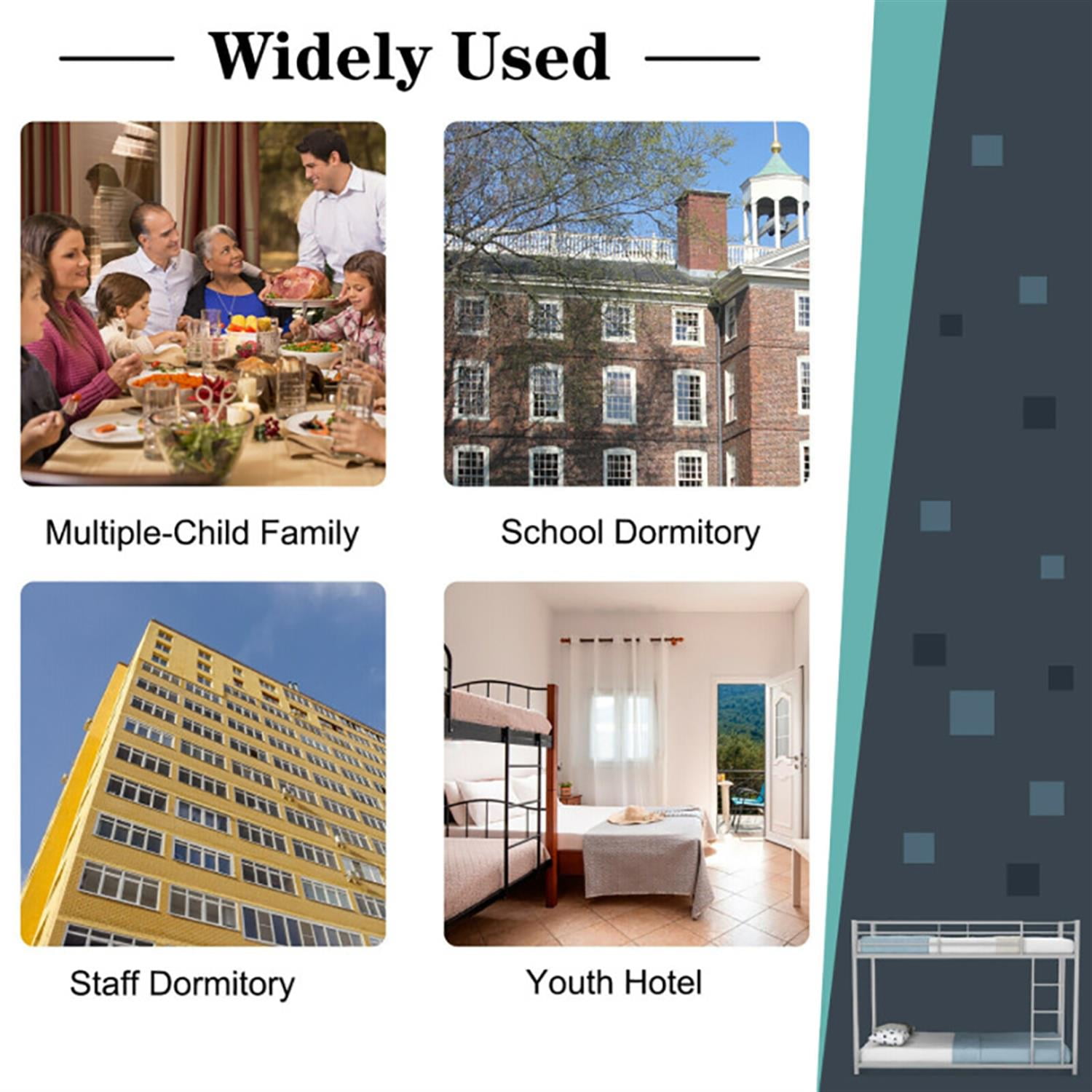 Demi Bonn Twin Over Twin Bunk Bed with Safety Guard Rails and Side Ladder, Twin Bunk Beds, Sturdy Metal Bed Frame No Box Spring Needed, Silver