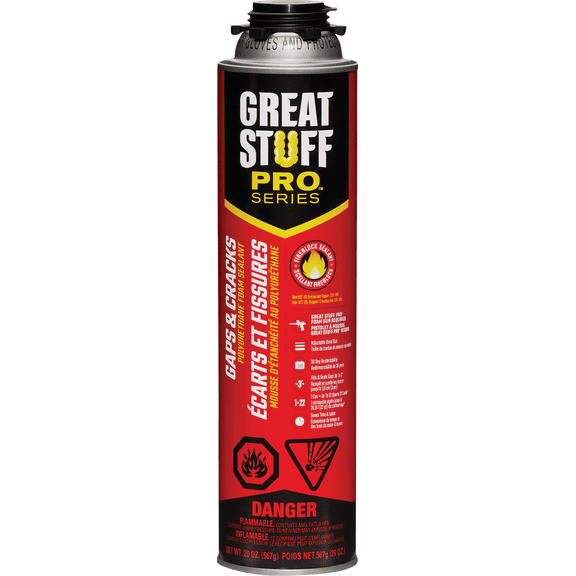 Great Stuff Pro Gaps & Cracks Insulating Foam Sealant - Single Pack — Residential Use, Standard Application