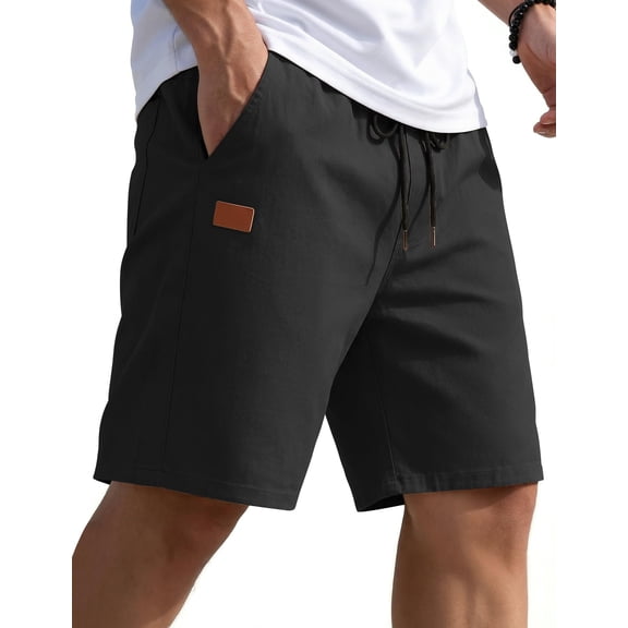 COOFANDY Mens Cotton Shorts Casual Classic Chino Stretch Drawstring Summer Shorts with Pockets