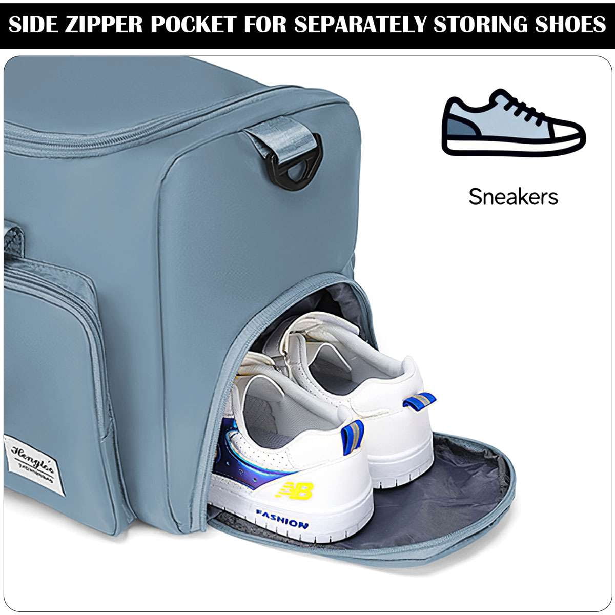 Spencer Gym Duffle Bag Backpack Waterproof Sports Duffel Bags Travel Weekender Bag for Men Women Overnight Bag with Shoes Compartment, Blue