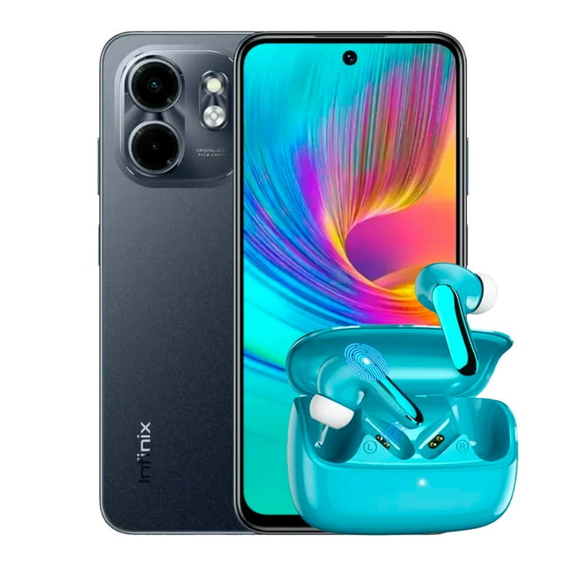 Smartphone Infinix Smart 9 Dual SIM 128GB Metallic Black 3GB RAM + Audiófonos Fresh Fun S19