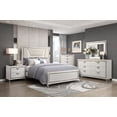 thumbnail image 4 of Queen Size Wooden Platform Bed with Upholstered Headboard and LED Lighting, White for Master Bedroom, 4 of 15