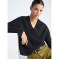 thumbnail image 4 of Free Assembly Women's Deep V-Neck Sweater with Long Sleeves, Midweight, Sizes XS-XXL, 4 of 5