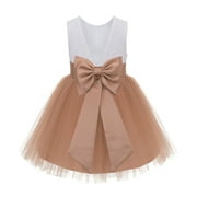 Ekidsbridal Girl Reception Flower Girl Dress - V-Back Lace Knee-Length with Bow Sash 206T-A (Size: S-10)
