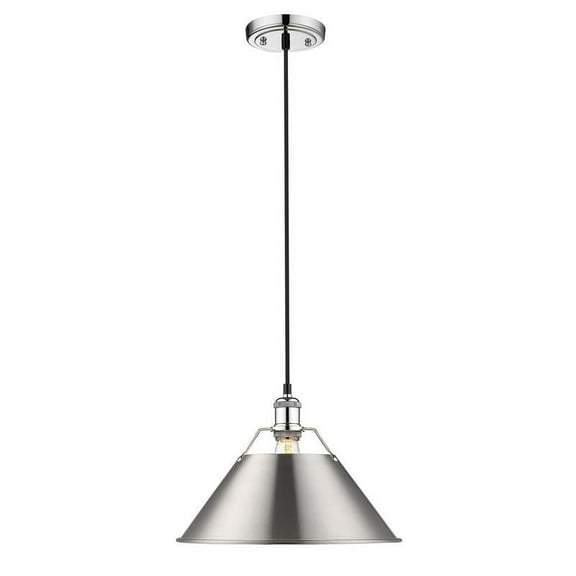 Yep by Golden Lighting Orwell 1-light 14in Pendant in Chrome and Pewter shade
