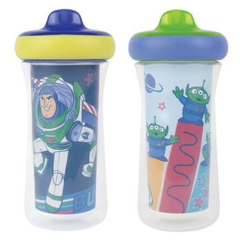 The First Years Disney Mickey Mouse Insulated Sippy Cups — 9 Ounces — 2 Count — Dishwasher Safe Leak and Spill Proof Toddler Cups Made Without BPA