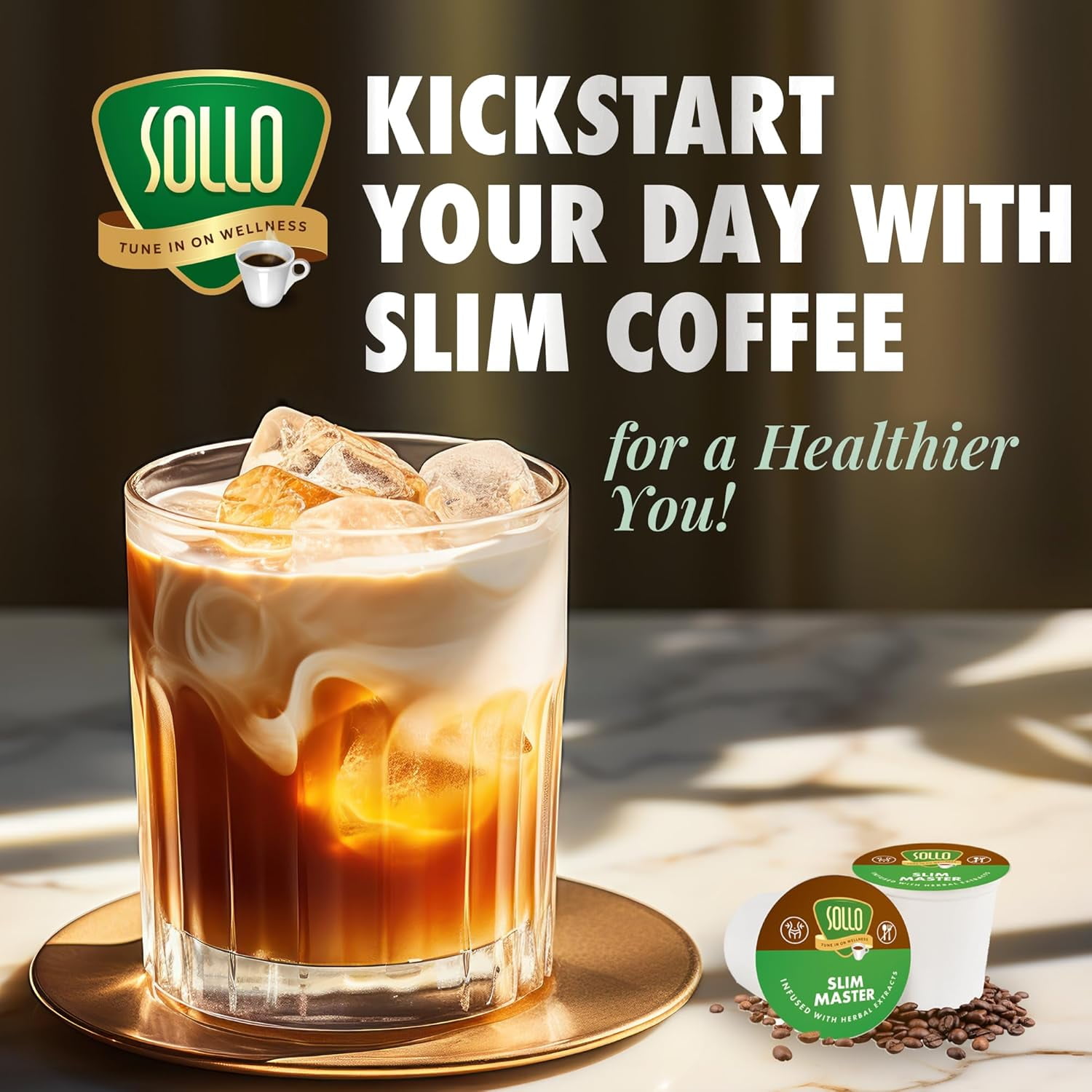 Sollo Organic Slim Medium Roast Coffee Pods, 24 Count