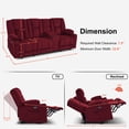 thumbnail image 4 of MCombo Power Reclining Sofa w/ Console and Massage USB Ports for Adults Burgundy Fabric 6035, 4 of 9
