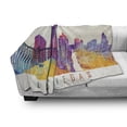 thumbnail image 3 of Las Vegas Soft Flannel Fleece Throw Blanket, Colorful Landmarks in Las Vegas Pyramid and of Liberty in Watercolors, Cozy Plush for Indoor and Outdoor Use, 60" x 80", Multicolor, by Ambesonne, 3 of 6