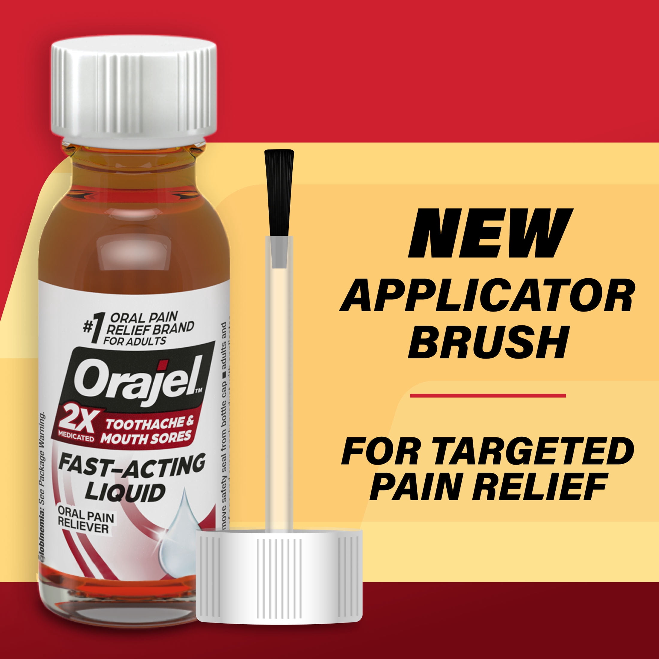 Orajel 2X Medicated Toothache & Mouth Sores Liquid, 0.45 fl oz
