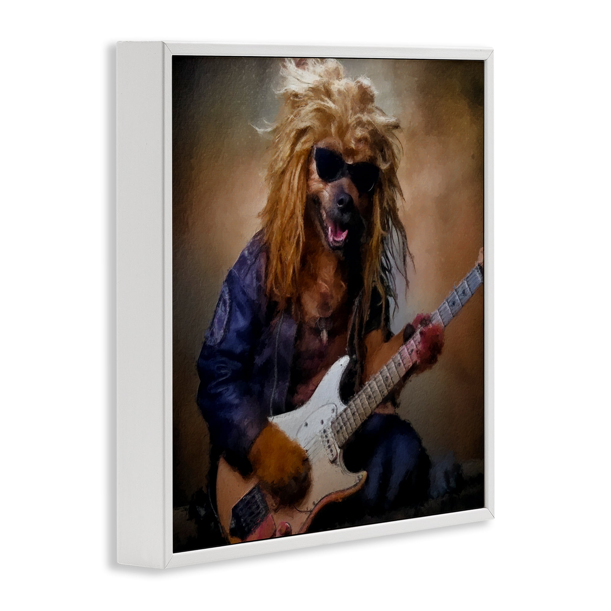 Musician Canine Clark White Framed Giclee Art, design by Sean Parnell