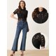 thumbnail image 2 of Camisa de encaje floral para mujer Blusa semitransparente de manga corta con botones Negro S, 2 of 5