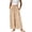 Khaki women wide leg linen pants a1, variant on Cotton Linen Wide Leg Flowy Pants for Women Summer Casual Elastic Waist Trousers with Pockets Loose Long Palazzo Pants Party Beach Work Lounge, Beige S