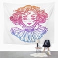 thumbnail image 2 of UFAEZU Gothic Devil Imp Like Witch Girl Head Portrait with Curly Hair and Four Eyes Lady is Wall Art Hanging Tapestry Home Decor for Living Room Bedroom Dorm 51x60 inch, 2 of 2