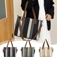 thumbnail image 2 of BRELIL 3Pcs Trendy Striped Canvas Tote Bag, Large Capacity Durable Handbag For Women, Extra Wide 14 Inch Shoulder Bag For Work Commute Travel Shopping, 2 of 9