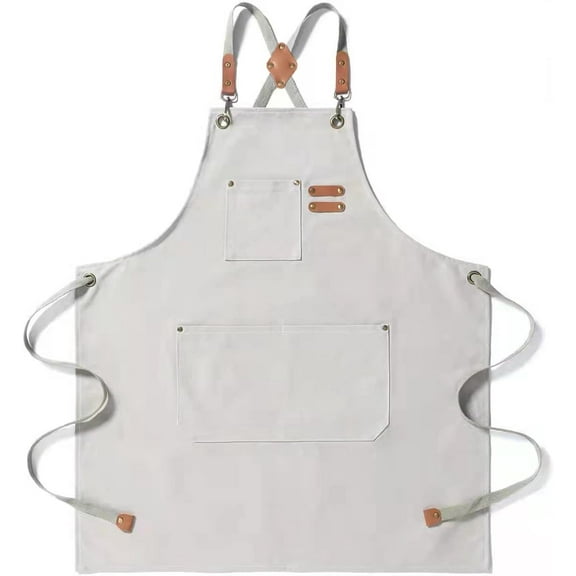 Tosewever Canvas Cross Back Chef Cotton Aprons for Men Women with Large Pockets