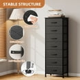 thumbnail image 4 of Tomnk Bedroom Dresser, Tall Chests of Drawers with 7 Fabric Bins, Black Organizer in Closet, Dorm, Living Room, Nursery, Hallyway-Storage Tower Unit, Sturdy Steel Frame, 4 of 6
