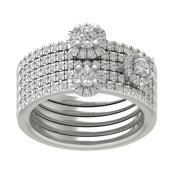 Araiya 10K White Gold Round Diamond Fashion Band Ring (1 cttw, I-J Color, I2-I3 Clarity), Size 10