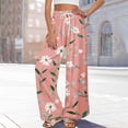 thumbnail image 6 of Dress Pants Women Petite High Waisted Wide Leg Summer Beach Vacation Pants Boho Lounge Casual Palazzo Trousers, 6 of 8