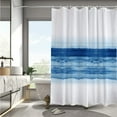 thumbnail image 2 of Abstract Ocean Wave Ombre Shower Curtains Set Navy Blue White Shower Curtain for Bathroom Modern Waterproof Fabric Stall Bath Curtain with 12 Hooks Rings Extra Long 72x72in, 2 of 6