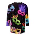 thumbnail image 5 of Outfmvch Chemises Mardi Gras pour Femmes, Manches 3/4 Hauts pour Femmes, Tenue Mardi Gras pour Femmes, Blouses pour Femmes, Hauts d'Entraînement pour Femmes, Tunique Graphique de Carnaval Manches 3/4 Col Rond Blouse Gris Foncé S, 5 of 5