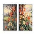 thumbnail image 2 of Designart "Illustration Rétro Tulipes Rouges en Fleurs III" Art Mural Encadré Fleurs Sauvages Ensemble de 2 - Art Mural Encadré Traditionnel Rouge Ensemble de 2, 2 of 6