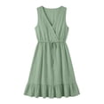 thumbnail image 4 of ClodeEU Women's Sleeveless V Neck Ruffle Hem Midi Dress,Casual Drawstring Waist Flowy Sundress Green,Women's Plus M, 4 of 8