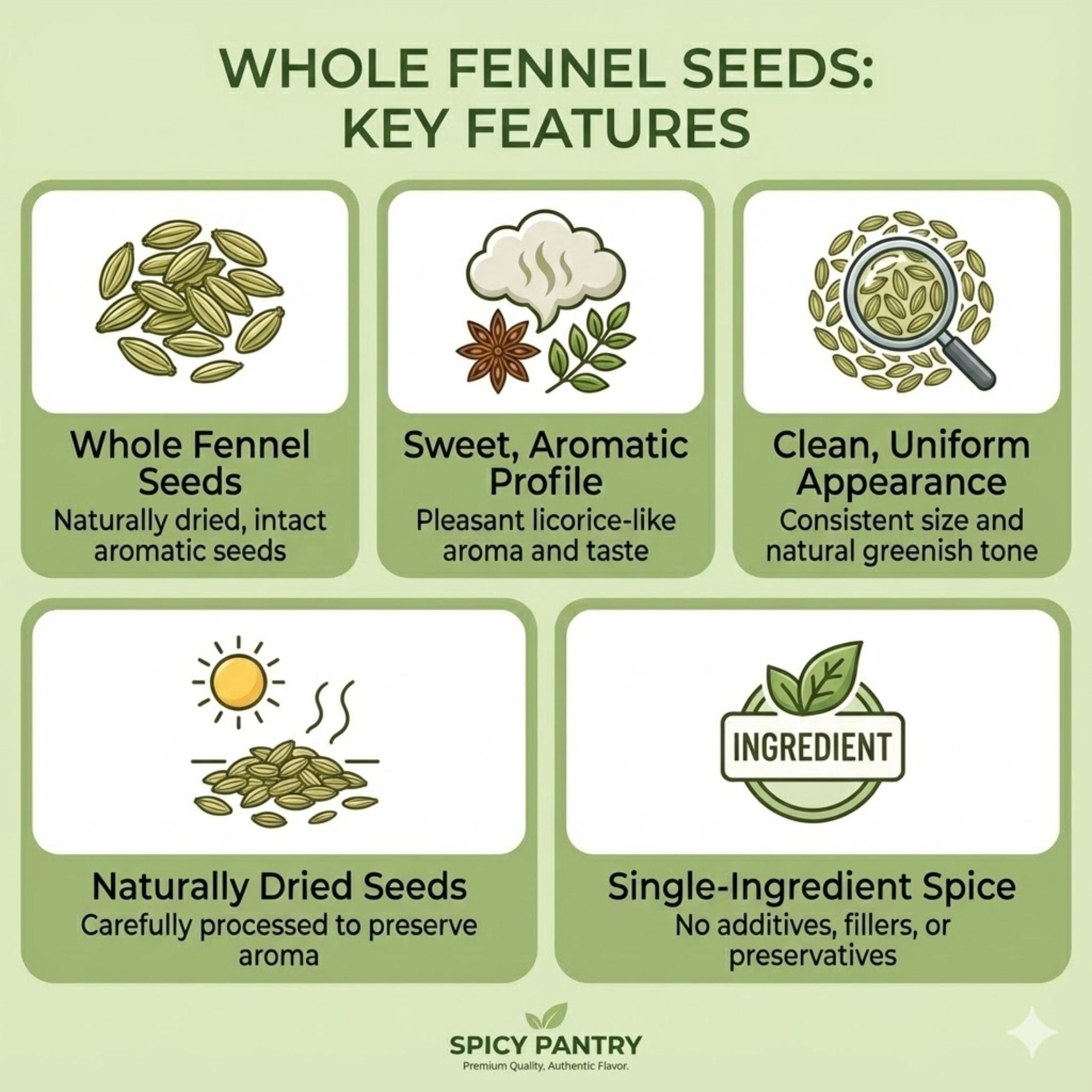 Spicy Pantry Whole Fennel Seeds – 2lbs, 100% Natural Spice, Ideal for Cooking, Baking & Teas