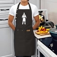 thumbnail image 3 of 2 Pack Adjustable Bib Apron with Front & Side Pockets Stylish Black Design with White Silhouette & ' Dresses on Clothes ' Text Perfect for Cooking, 3 of 5