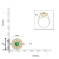 thumbnail image 3 of ANGARA Natural Vintage Inspired Emerald Floral Halo Ring with Milgrain in 14K White & Yellow Gold for Women (Size-5.5mm) | May Birthstone, Anniversary, Jewelry Gift for Women | Natural Emerald Ring, 3 of 10
