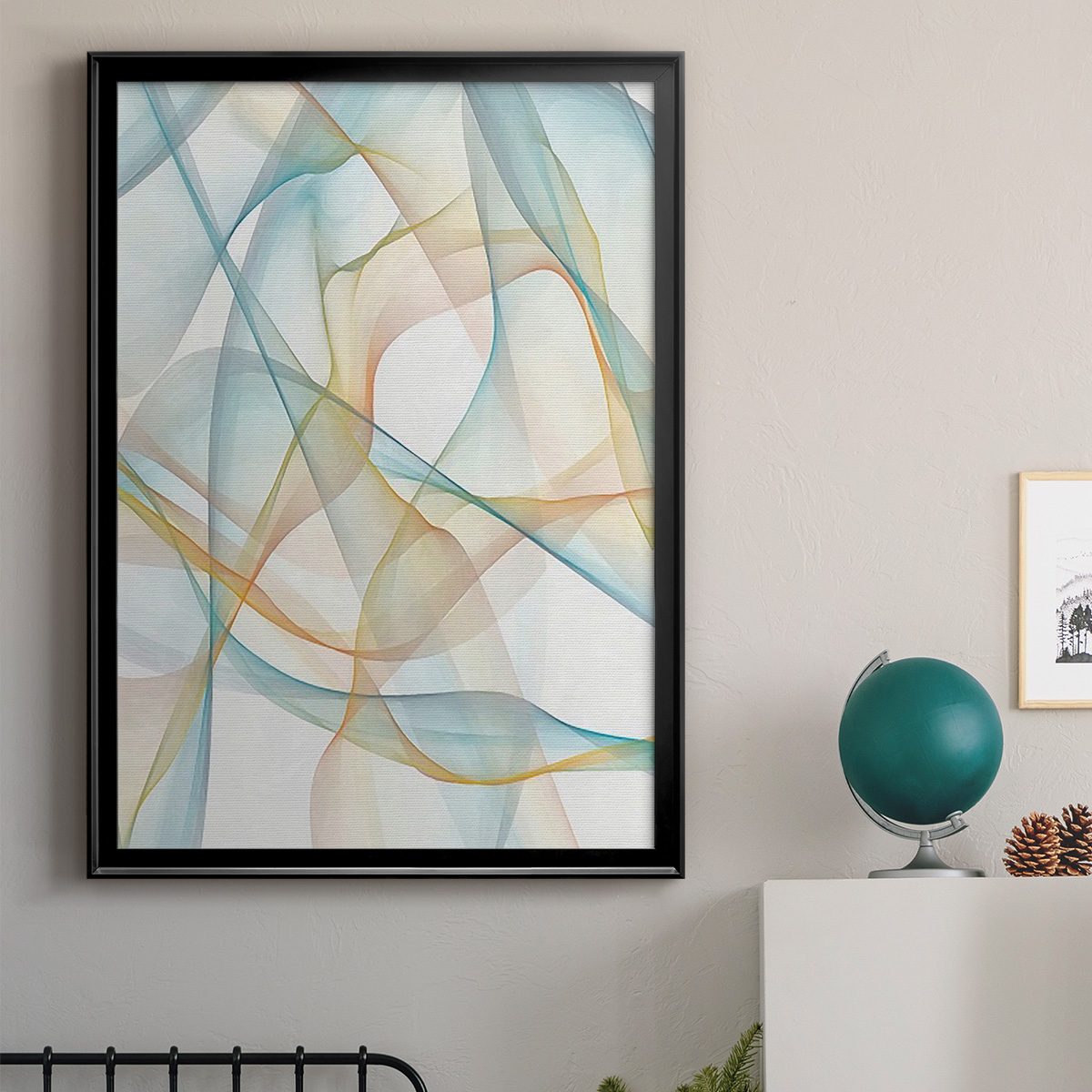 Curves and Waves III Premium Framed Print, in Gold, Black, or Silver - Ready to Hang