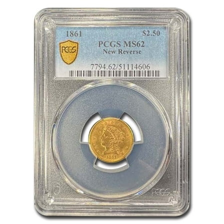 1861 $2.50 Liberty Gold Quarter Eagle Type 2 MS-62 PCGS