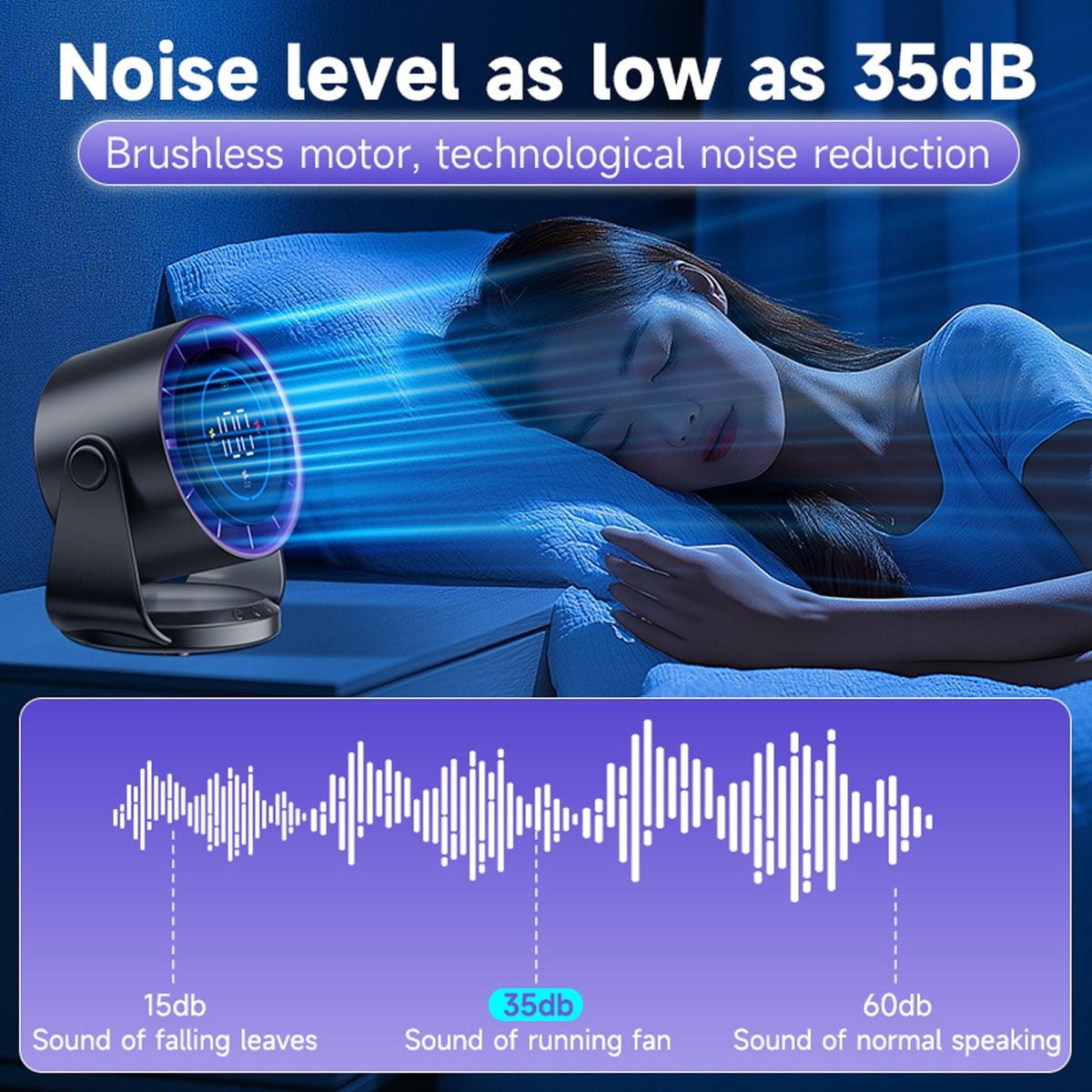 Dolida Ultra Quiet Table Fan, Small Desk Fan with Digital Display Rechargeable USB, 100 Speeds, Long Lasting Power, Portable Fan for Home Office Kitchen Travel Camping(Gray)