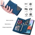 thumbnail image 5 of Wallet Case for iPhone 12 Mini 5.4 inch, Vintage Premium PU Leather Cover Flip Case with Card Slots Magnetic Closure Zipper Pocket Kickstand Handbag with Hand Strap - Diamond Blue, 5 of 17