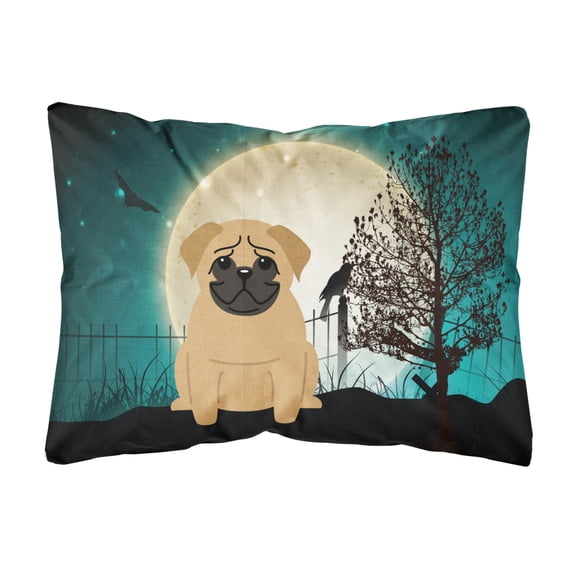 Carolines Treasures BB2197PW1216 Halloween Scary Pug Brown Canvas Fabric Decorative Pillow, 12H x16W, multicolor