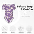 thumbnail image 6 of Uemuo Daisies Flowers Pattern Women's One Piece Short Sleeve Swimsuit Rash Guard Surfing Modest Quick-drying Swimsuit Beach Essentials-XX-Large, 6 of 9