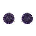 thumbnail image 3 of 14K Solid Gold Screw Back Stud Earrings for Women | 2 cttw Round Cut Simulated Alexandrite | White Gold, 3 of 5