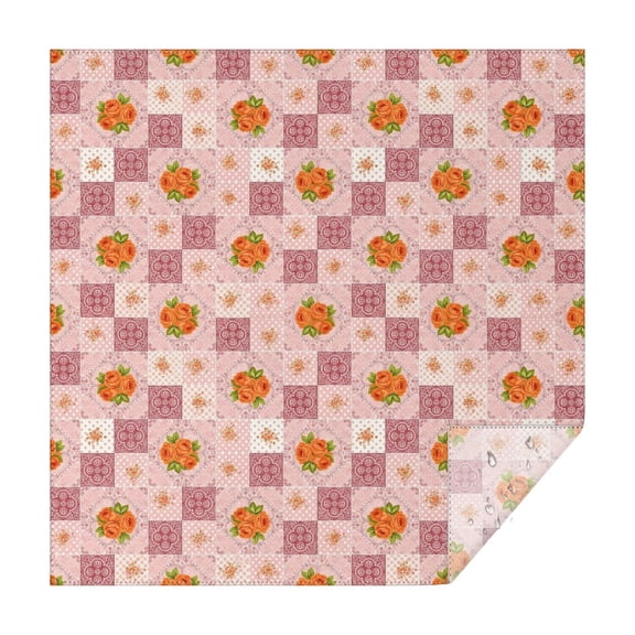 Pioneer Flower Floral Print Pattern Square Tablecloth, Waterproof Wipeable Spillproof Washable Table Cover for Home Kitchen Party Decor, 42"x42"