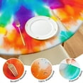 thumbnail image 4 of Colorful Rainbow Tie Dye Spiral Pattern Round Fitted Tablecloth with Elastic Edge,Dining Table Cover Waterproof,Outdoor Round Tablecloth for Camping,Dining,Indoor and Outdoor, 4 of 7