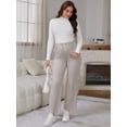 thumbnail image 4 of DARING DIVA Women's Maternity Elastic Waist Drawstring Over Belly Pants M Khaki, 4 of 6