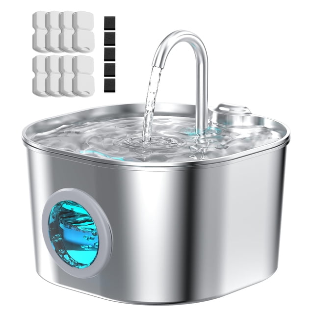 Fuente de agua para gatos HOOISE con 8 filtros y 5 esponjas de 2,2 litros