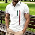 thumbnail image 2 of Mens Polo Men's Short Sleeve Button Front Polo Shirt Italian Flag Print Independence Day Casual Top Hidden Button Lightweight Breathable White L, 2 of 4
