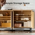 thumbnail image 5 of EYYTHUNG Modern Fluted Sideboard Buffet Cabinet, Boho Chic Storage Credenza with Adjustable Shelves, Bar Cabinet, Natural Oak, 5 of 8