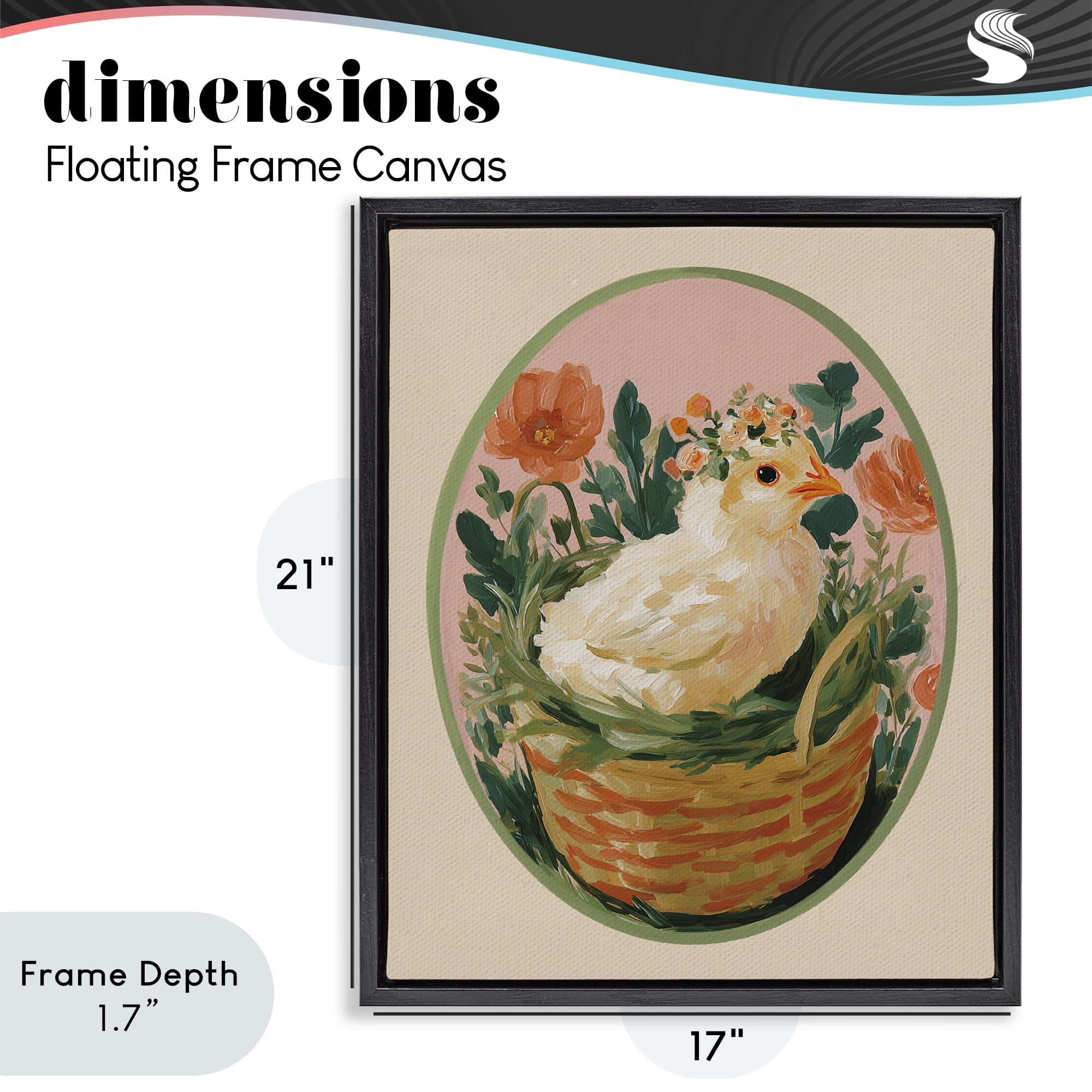 Stupell Industries Bloom Nest Chick Black Framed Floater Canvas Wall Art, design by Yen