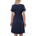 thumbnail image 2 of TARAINYA Women V Neck Short Sleeve Casual Dress with Buttons and Pockets Summer Beach Sundress, 2 of 7