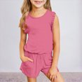 thumbnail image 2 of Toddler Girl Summer Outfits Toddler Baby Girl Comfortable Color Sleeveless Cotton T Shirt Shorts Set Clothing Set Hot Pink 5-6 Years, 2 of 3